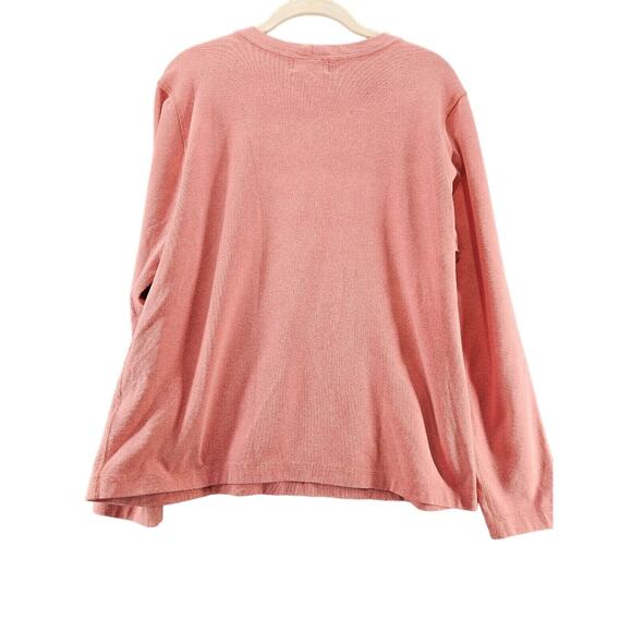 Lands End Womens Top Orange Size L Cotton Blend Long Sleeve Pullover - Picture 2 of 12
